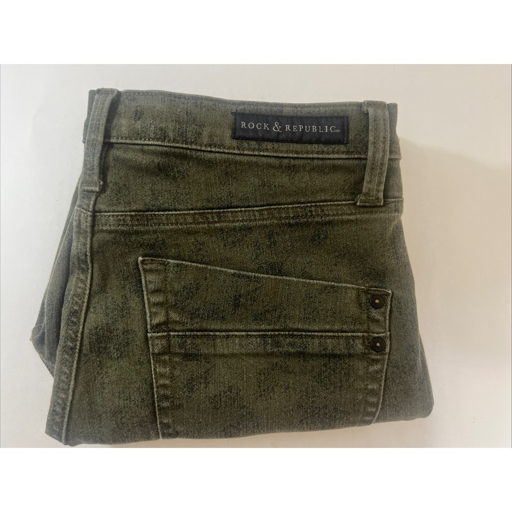Rock & Republic Jeans Womens 12 Kashmiere Crop 5-Pocket Stretch Flex‎ Green
